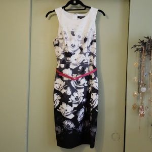 White House Black market dress with pink belt